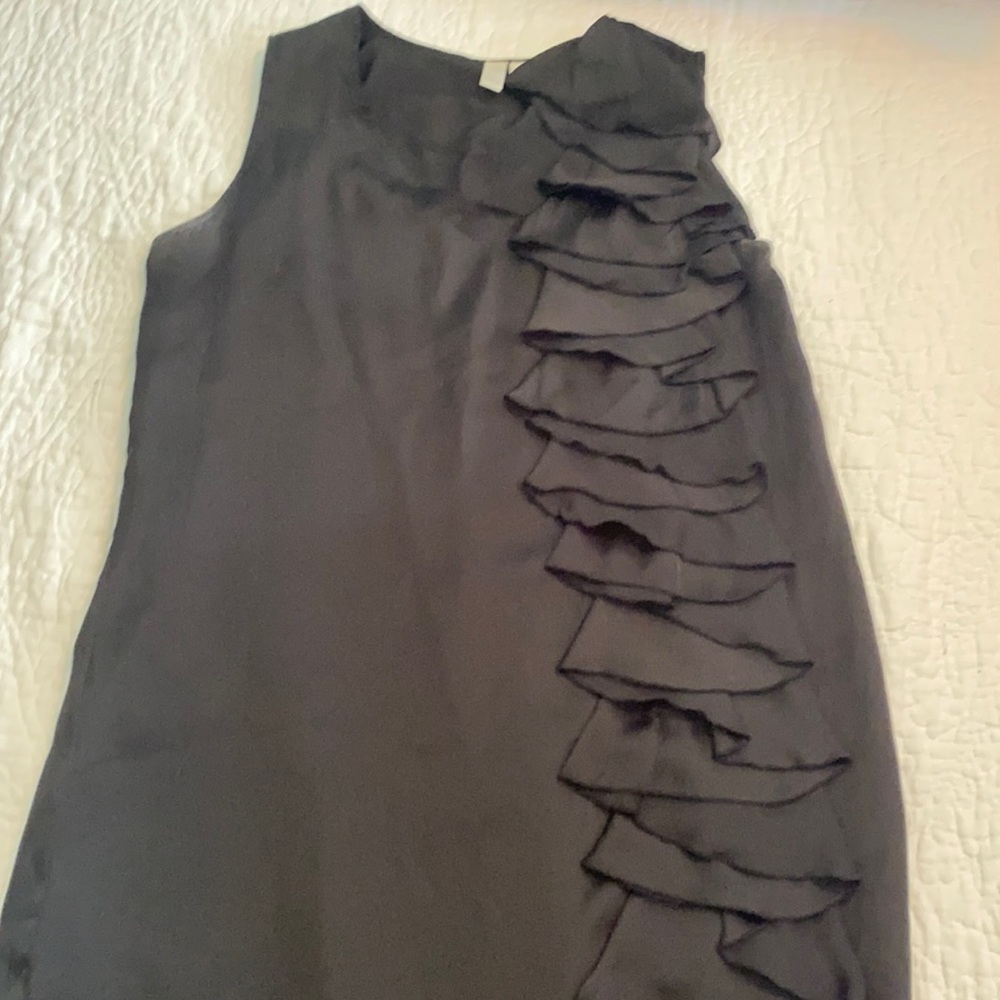 Asymmetrical neckline w/ ruffle cocktail dress
